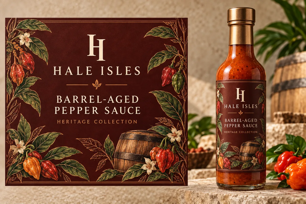Barrel-Aged Pepper Sauce packaging mockup
