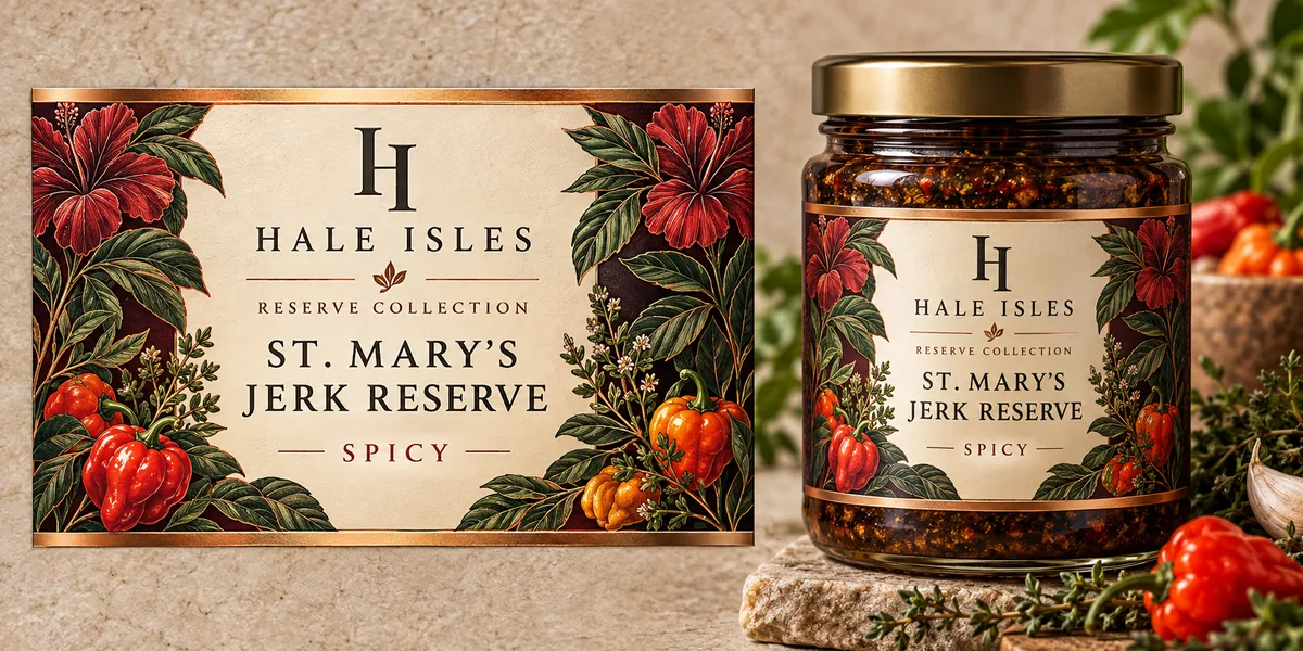 St. Mary’s Jerk Reserve — Spicy packaging mockup